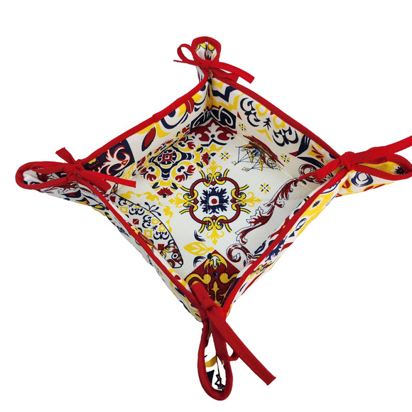 Unbranded Other - Vintage 90s Portugal Quilted Casserole Caddy Carrier 13x13 Cotton Tie Bakeware